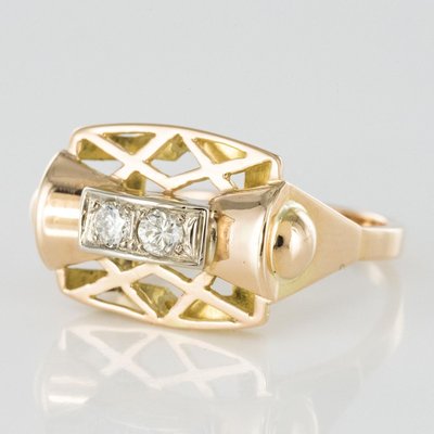 0.20 Carat Diamond Yellow Gold Ring, 1940s-OLU-896226