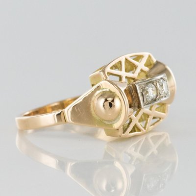 0.20 Carat Diamond Yellow Gold Ring, 1940s-OLU-896226