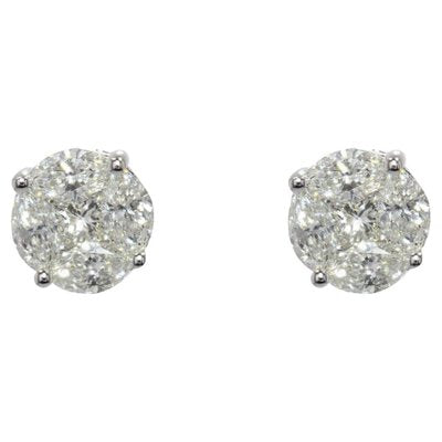 0.56 Carat Modern Diamond 18 Karat White Gold Stud Earrings, Set of 2-OLU-1281868