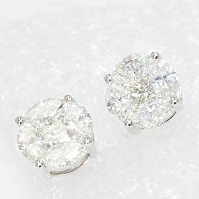 0.56 Carat Modern Diamond 18 Karat White Gold Stud Earrings, Set of 2-OLU-1281868