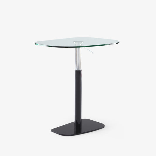 PIAZZA - Height-adjustable glass and steel table