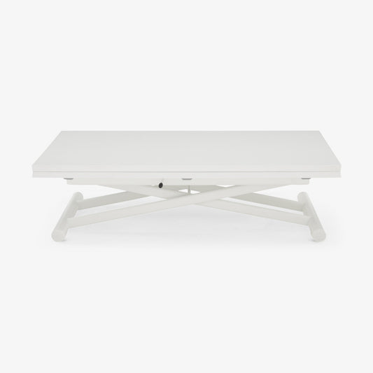 BRUNCH - Height-adjustable low rectangular steel and wood coffee table 