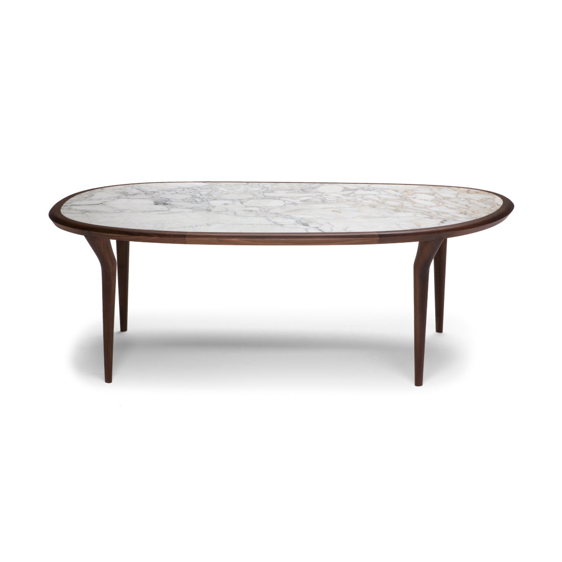 Gutta Oval Table by Natuzzi Italia #American walnut / Calacatta Gold (marble)