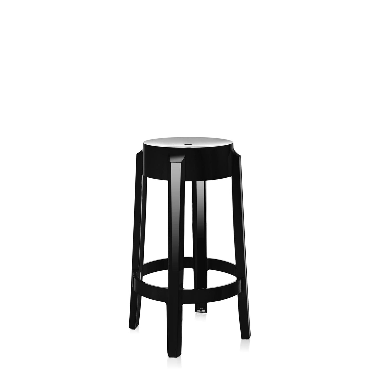 Charles Ghost Bar Stool H65 by Kartell #Glossy Black