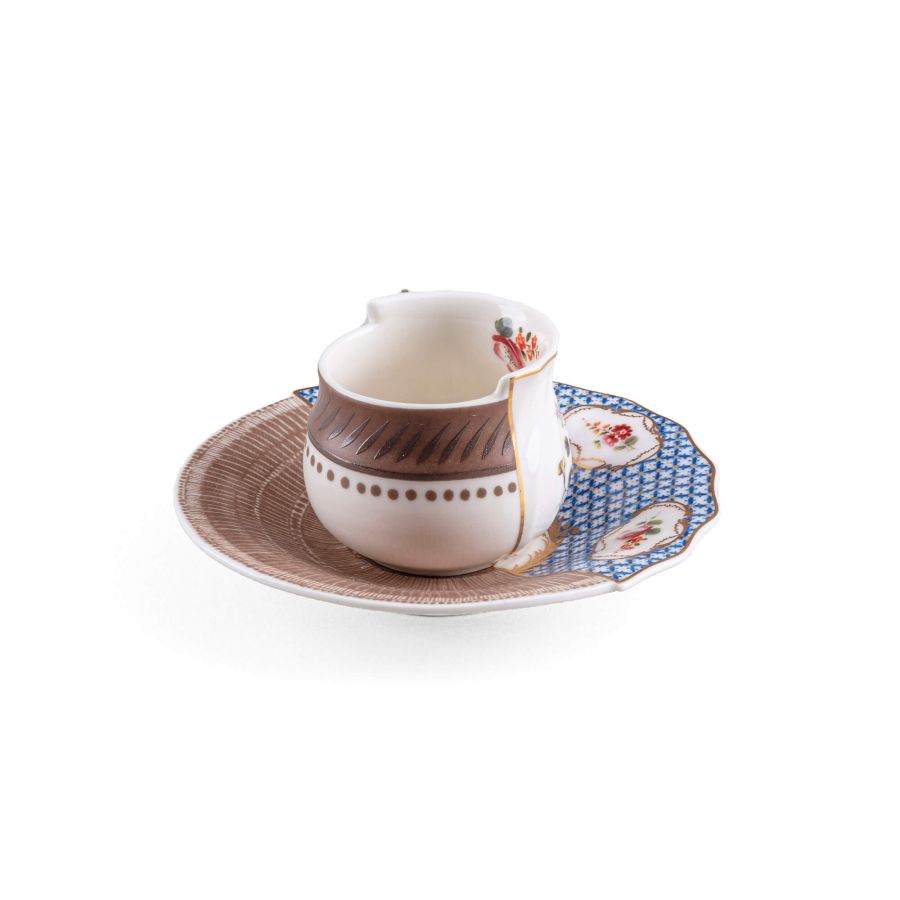 Bone China porcelain Coffee Cup with Saucer Hybrid Djenne Coffee Cup by Seletti