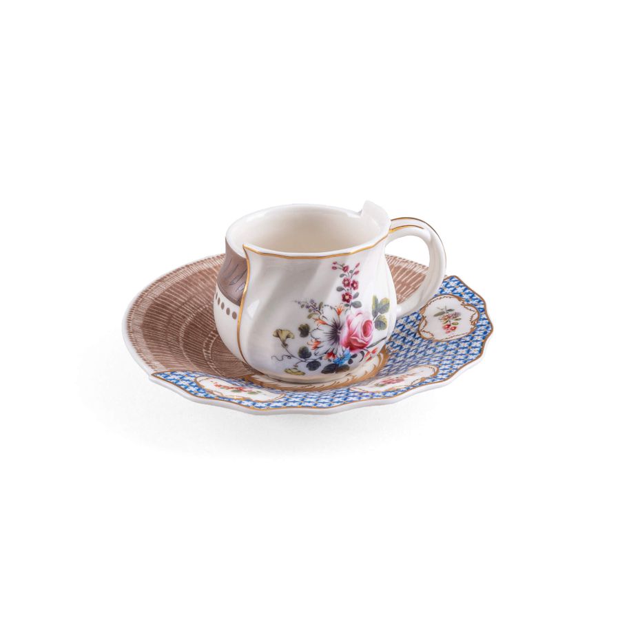 Bone China porcelain Coffee Cup with Saucer Hybrid Djenne Coffee Cup by Seletti