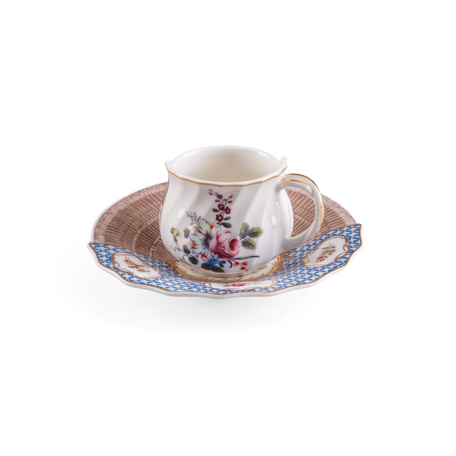 Bone China porcelain Coffee Cup with Saucer Hybrid Djenne Coffee Cup by Seletti