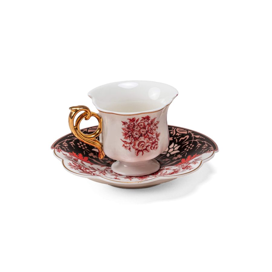 Bone China porcelain Coffee Cup with Saucer Hybrid Sagala Coffee Cup by Seletti