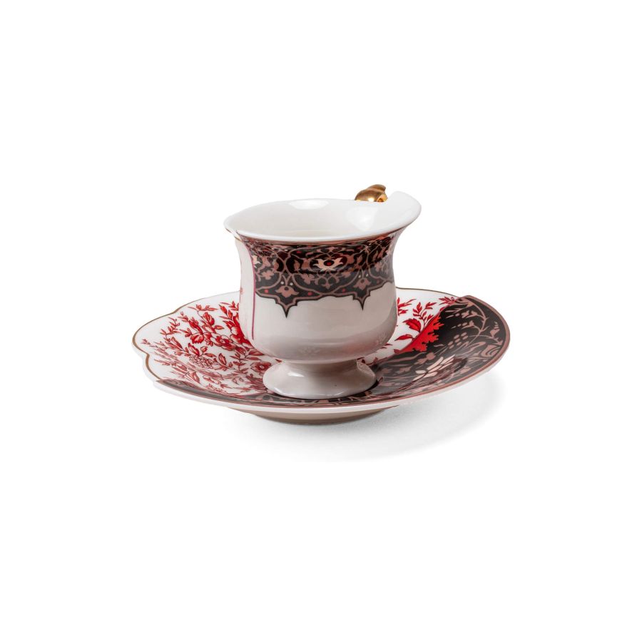 Bone China porcelain Coffee Cup with Saucer Hybrid Sagala Coffee Cup by Seletti