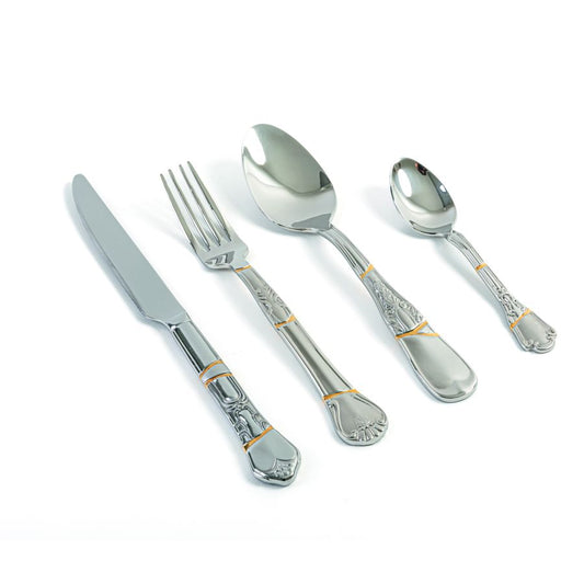 Porcelain and gold plated Cutlery Kintsugi by Seletti