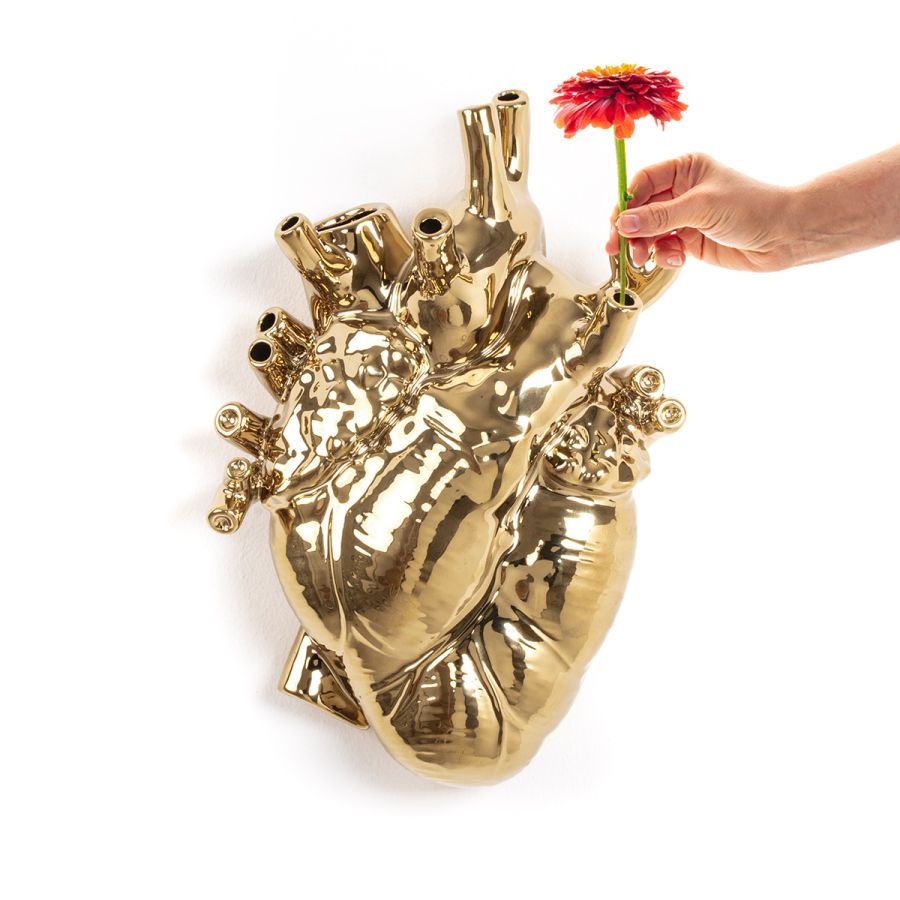 Fiberglass Vase Love in Bloom Giant Heart by Seletti #Gold