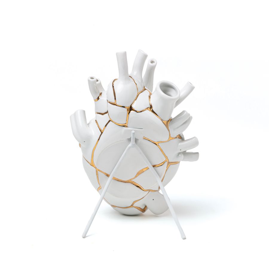 Fine porcelain and gold Decorative Object Love in Bloom Kintsugi Heart by Seletti