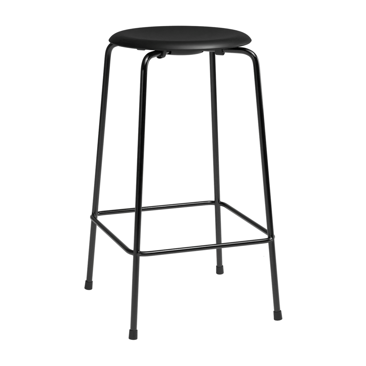 High Dot™ - M3170 Counter Stool w. 4 legs by Fritz Hansen #M3170 Counter Stool w. 4 legs / Intense Leather / Black / Powder Coated Steel / Black (190)