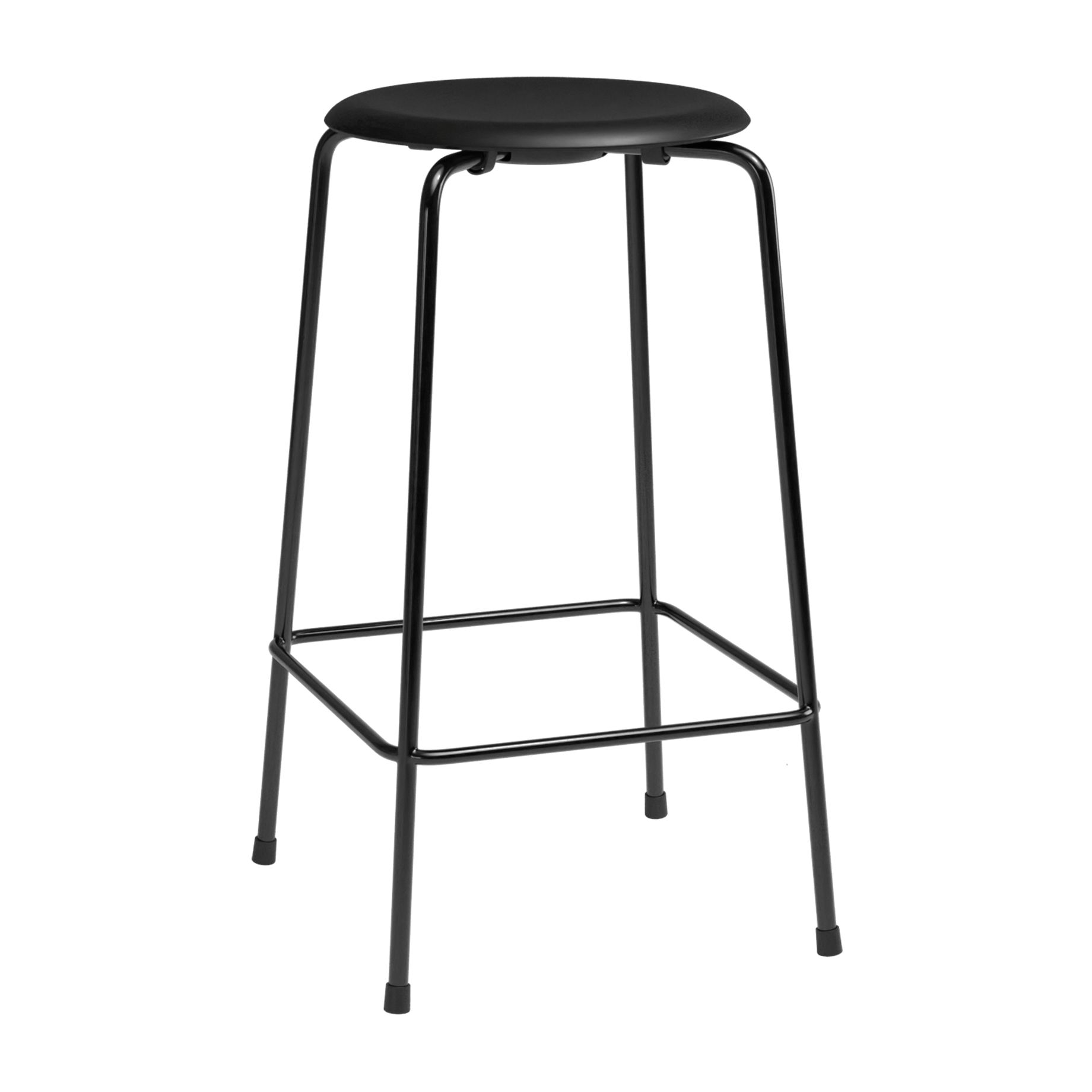 High Dot™ - M3170 Counter Stool w. 4 legs by Fritz Hansen #M3170 Counter Stool w. 4 legs / Intense Leather / Black / Powder Coated Steel / Black (190)