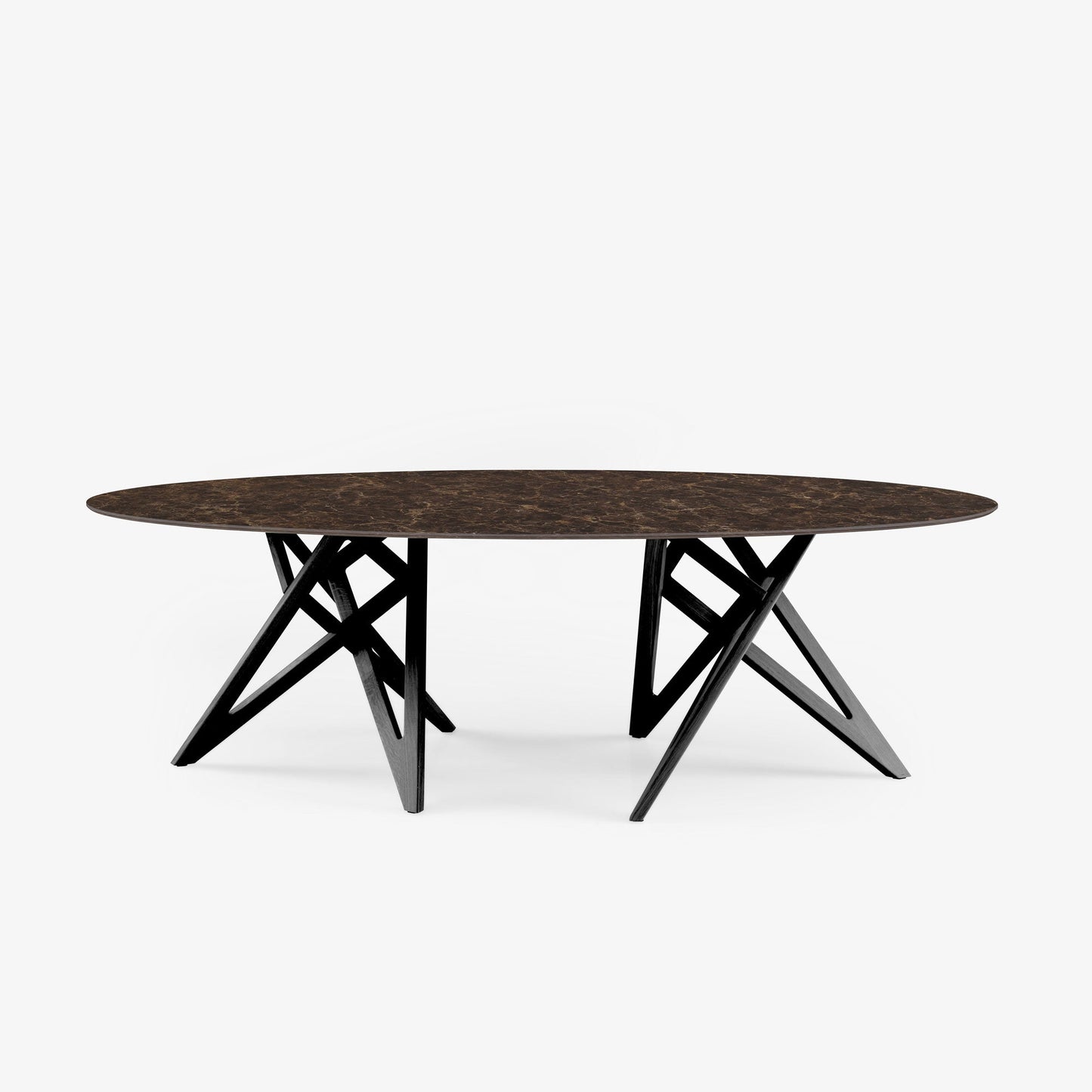 ENNÉA - Oval dining table in porcelain stoneware marble effect