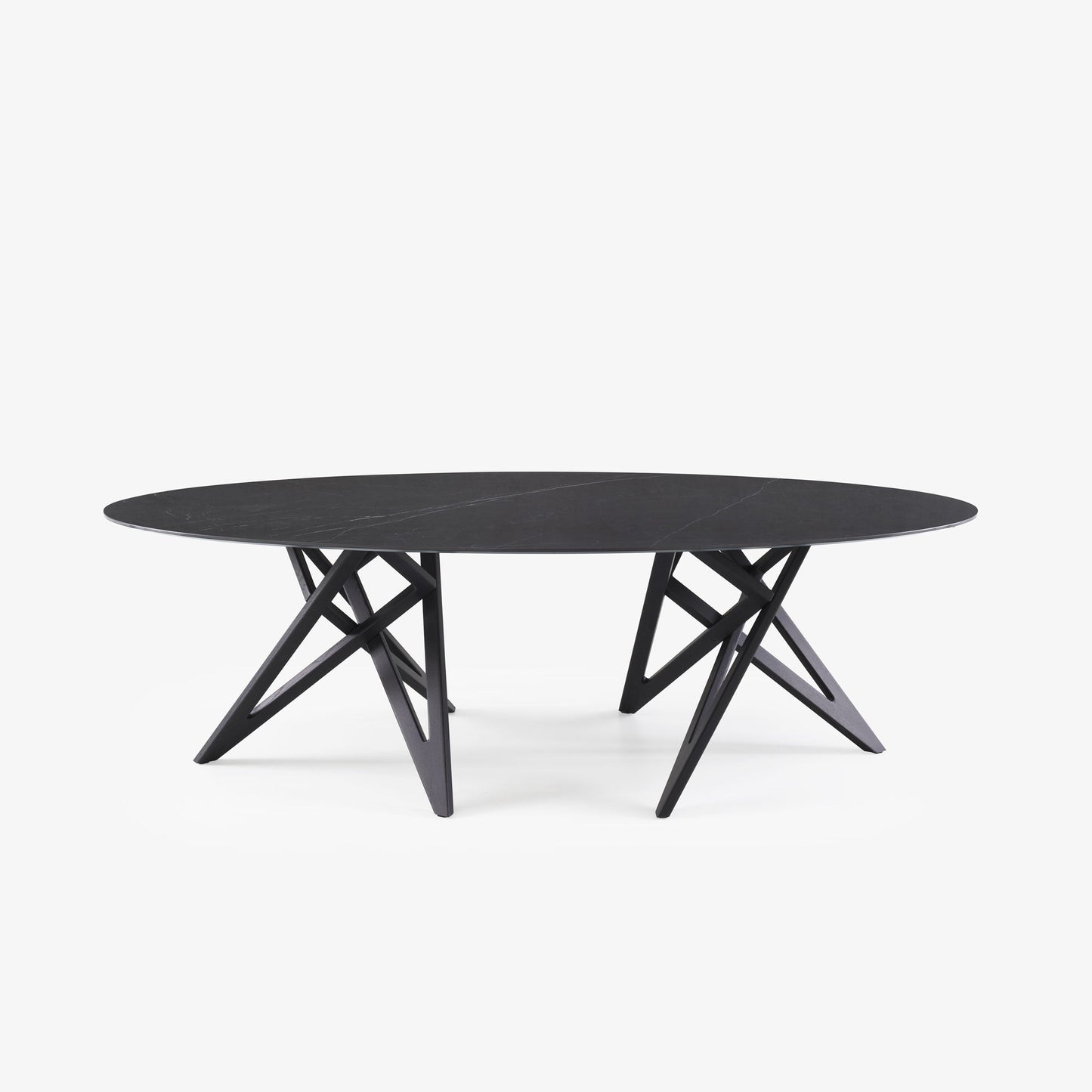 ENNÉA - Oval dining table in porcelain stoneware marble effect