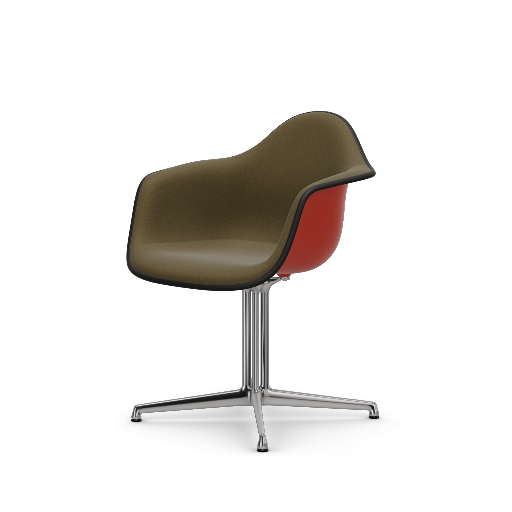 EAMES Plastic Armchair Dal (with Full Upholstery) (Color of Seat Shell -Poppy Red) (Request Info)