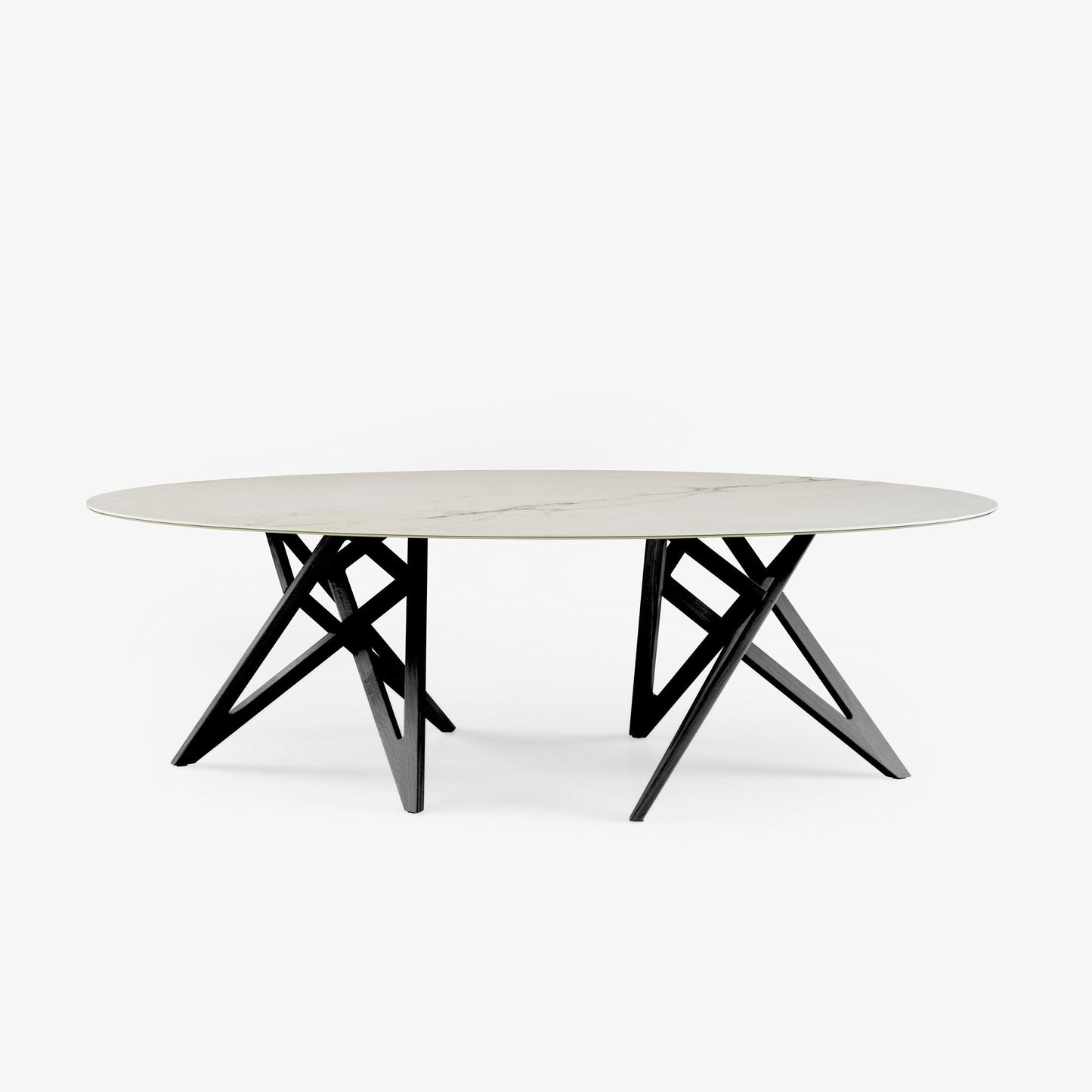 ENNÉA - Oval dining table in porcelain stoneware marble effect