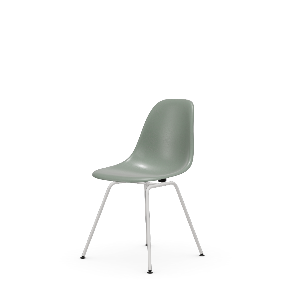 Eames Fiberglass Side Chair Dsx (Without Upholstery) by Vitra #powder-coated white (smooth) / Eames sea foam green