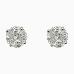 1.13 Carat Modern Diamond 18 Karat White Gold Stud Earrings, Set of 2-OLU-1281867