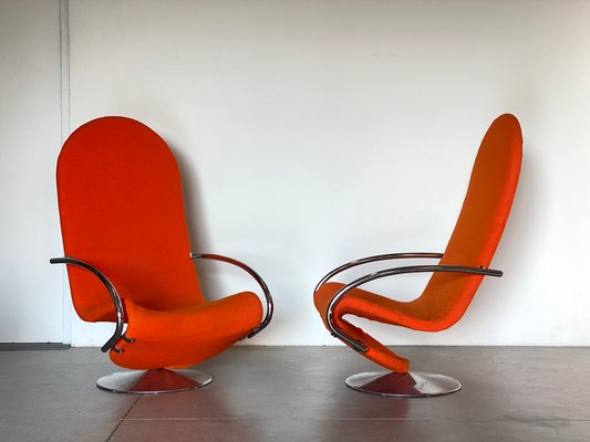 1-2-3 Series Highback Chairs by Verner Panton for Fritz Hansen, 1970s, Set of 2-NPC-2041870