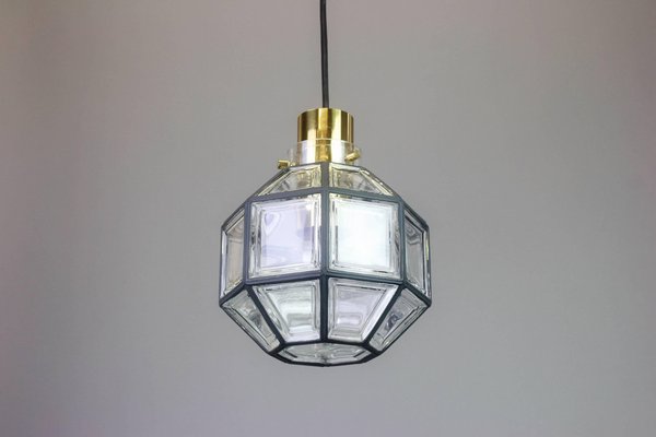 1 of 2 Iron and Clear Glass Pendant Lights by Limburg, Germany, 1960s-UGR-1085670