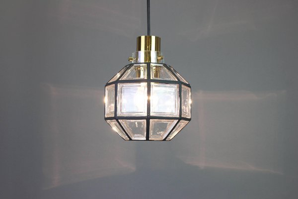 1 of 2 Iron and Clear Glass Pendant Lights by Limburg, Germany, 1960s-UGR-1085670