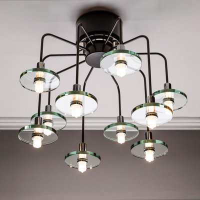 10-Arm Chandelier with Glass Panels from J. T. Kalmar-QBR-1737072