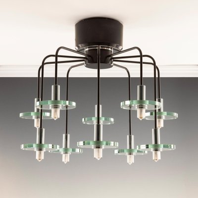 10-Arm Chandelier with Glass Panels from J. T. Kalmar-QBR-1737072