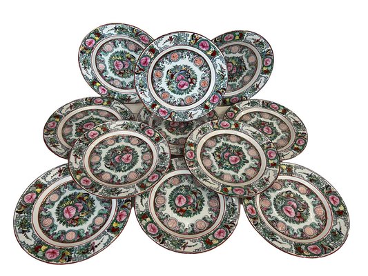 10 Flat Chinese Porcelain Plates, 1960s, Set of 10-EUT-1746169