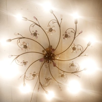 10-Light Ceiling Lamp with Coloured Crystals-QLH-1816581