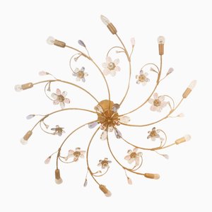 10-Light Ceiling Lamp with Coloured Crystals-QLH-1816581