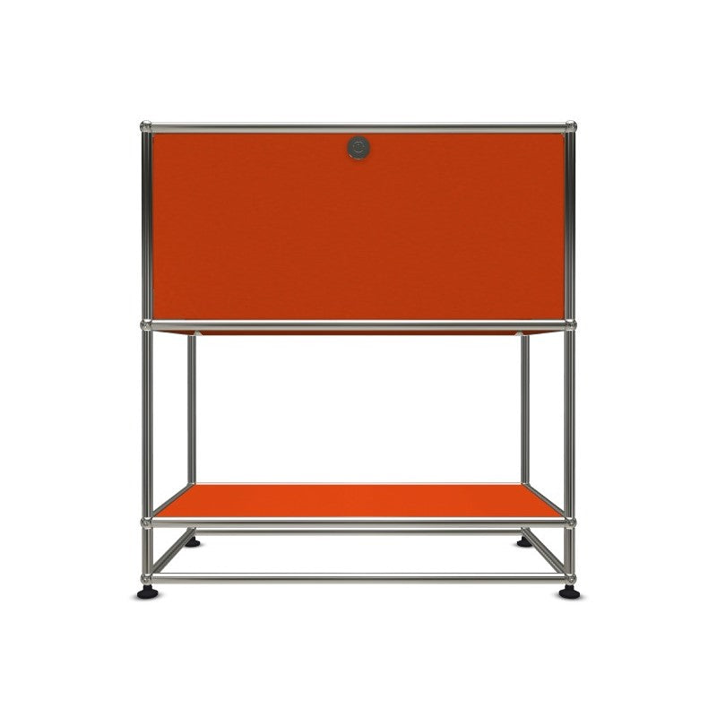 1x3 Modular Metal Highboard with 1 top door & 0-1 pannel [W750XD350XH(100+350+350)] by Usm #Pure Orange [RAL 2004]