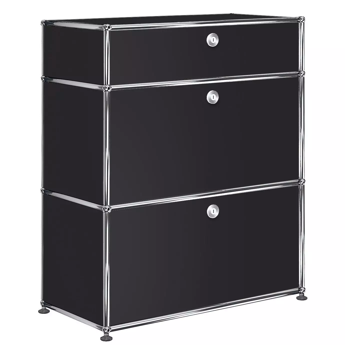 1x3 Modular Metal Highboard with 3 doors [W750XD350XH(350+350+175)] by Usm #Graphite Black [RAL 9011]