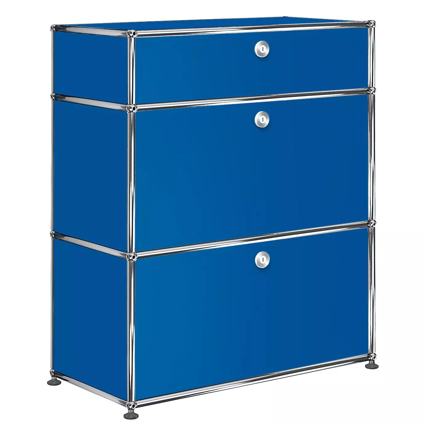 1x3 Modular Metal Highboard with 3 doors [W750XD350XH(350+350+175)] by Usm #Gentian Blue [RAL 5010]