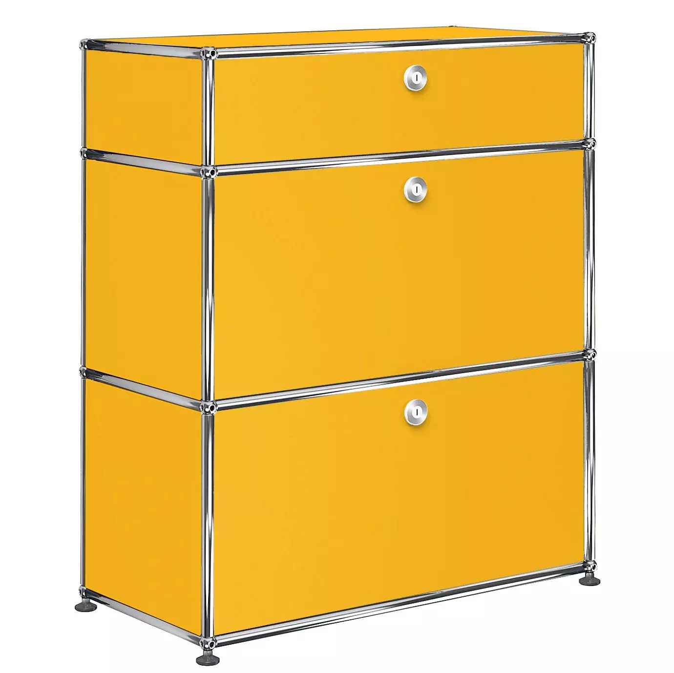 1x3 Modular Metal Highboard with 3 doors [W750XD350XH(350+350+175)] by Usm #Golden Yellow [RAL 1004]