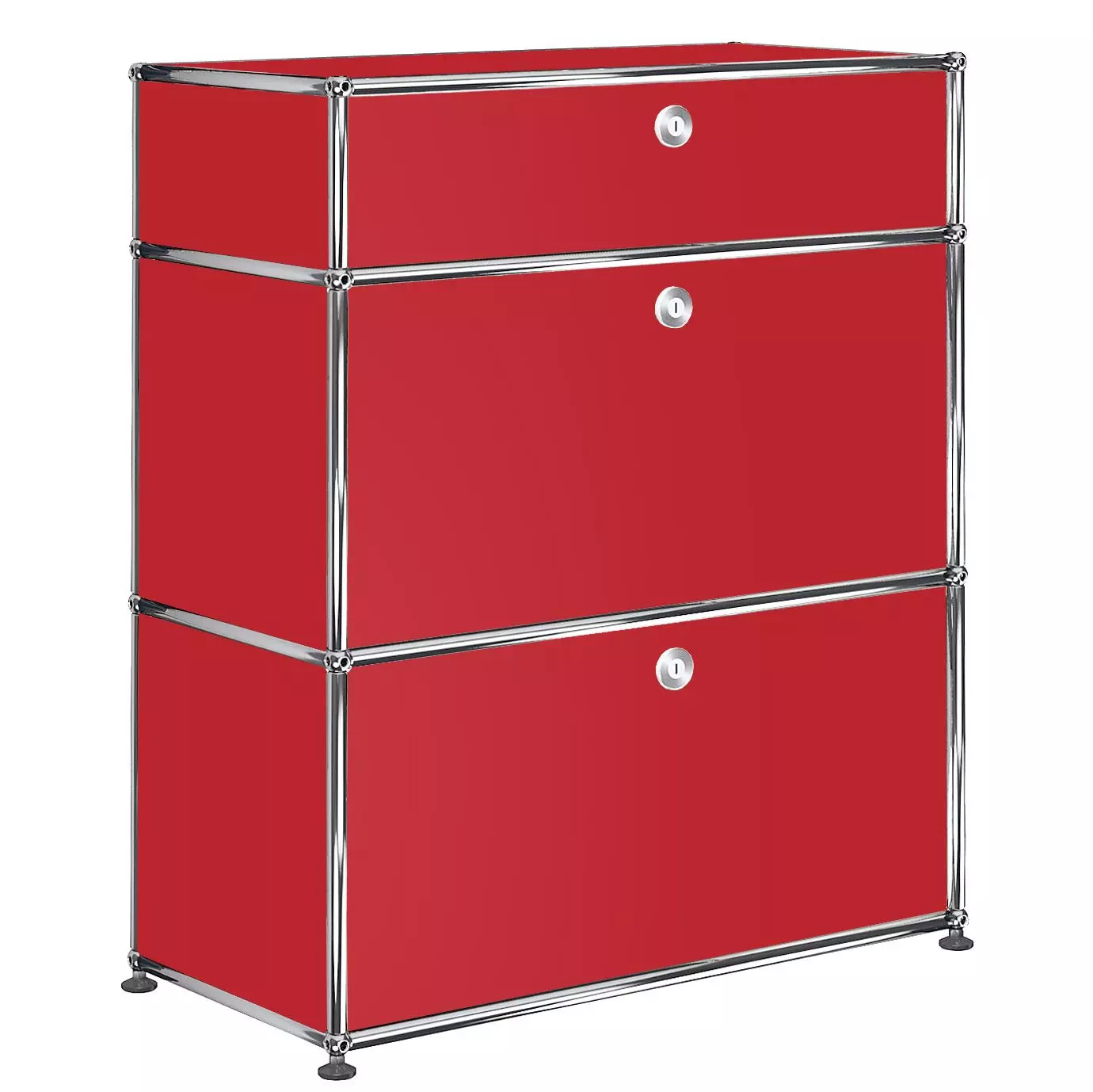 1x3 Modular Metal Highboard with 3 doors [W750XD350XH(350+350+175)] by Usm #USM Ruby Red