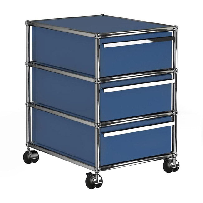 1x3 Container with wheel & 3-drawers [W395XD500xH(175+175+175)] by Usm #Gentian Blue [RAL 5010]