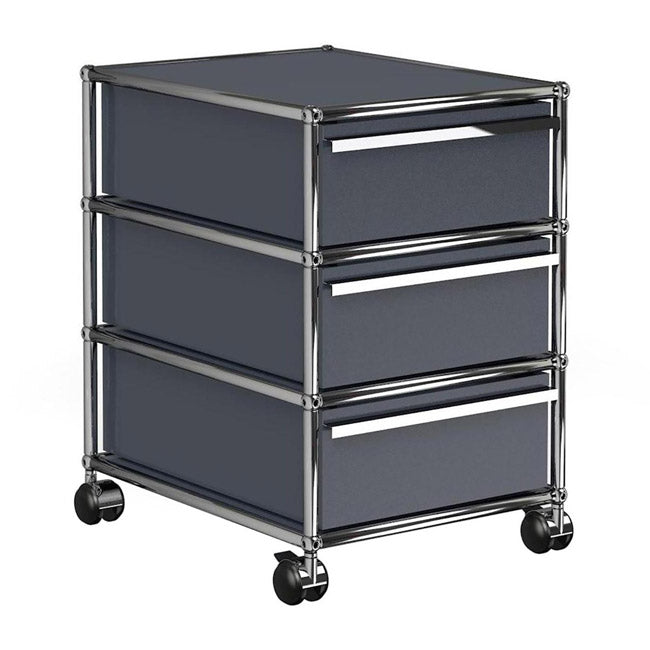 1x3 Container with wheel & 3-drawers [W395XD500xH(175+175+175)] by Usm #USM Mid-Gray