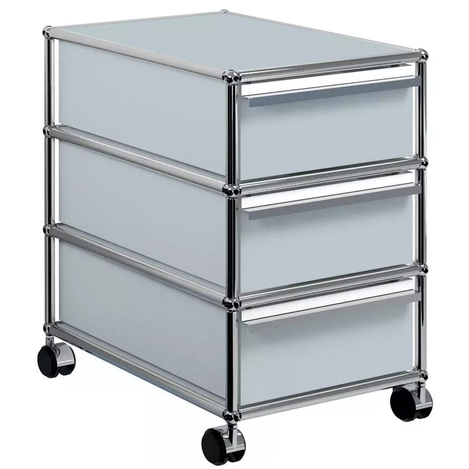 1x3 Container with wheel & 3-drawers [W395XD500xH(175+175+175)] by Usm #USM Matte Silver