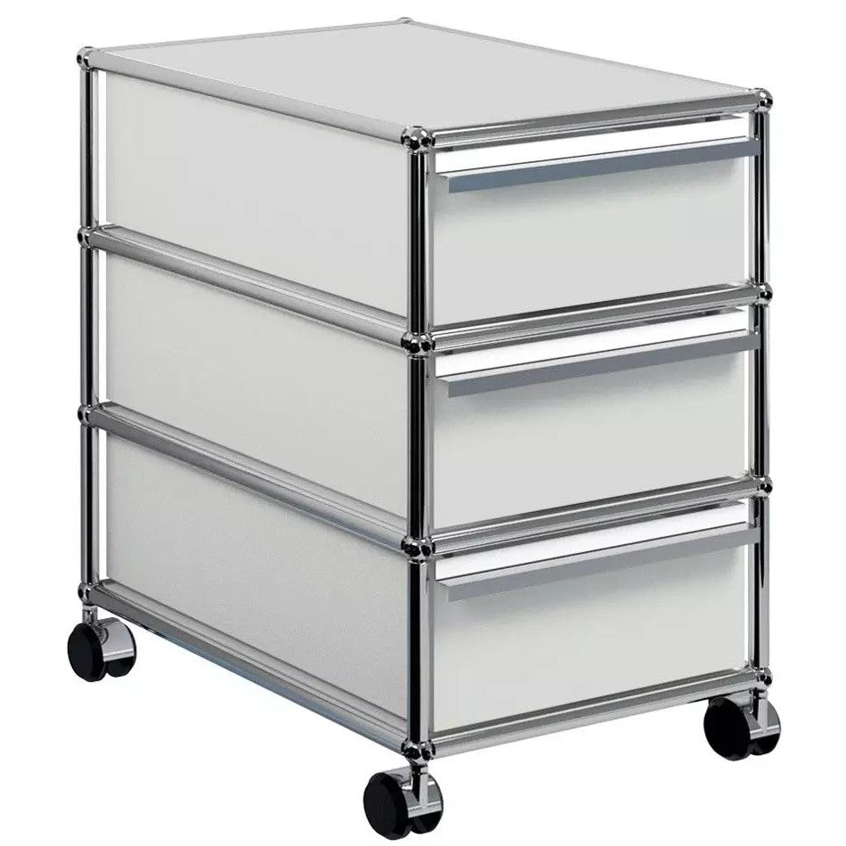 1x3 Container with wheel & 3-drawers [W395XD500xH(175+175+175)] by Usm #Light Gray [RAL 7035]