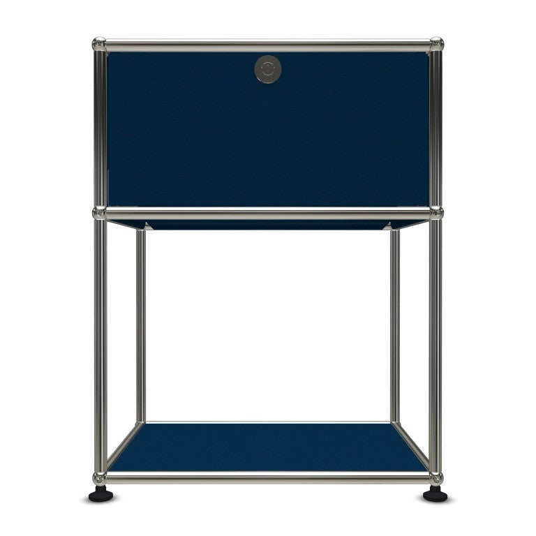 1x2 Modular Metal Sideboard with 1 top door & 1 pannel [W500XD350XH(395+250)] by Usm #Steel Blue [RAL 5011]