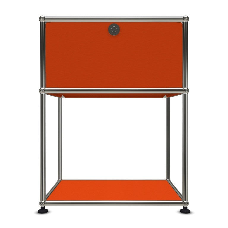 1x2 Modular Metal Sideboard with 1 top door & 1 pannel [W500XD350XH(395+250)] by Usm #Pure Orange [RAL 2004]