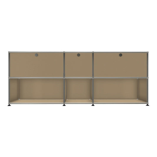 3x2 Modular Metal Sideboard with 3 top doors [W(750+395+750)XD350XH(350+350)] by Usm #USM Beige