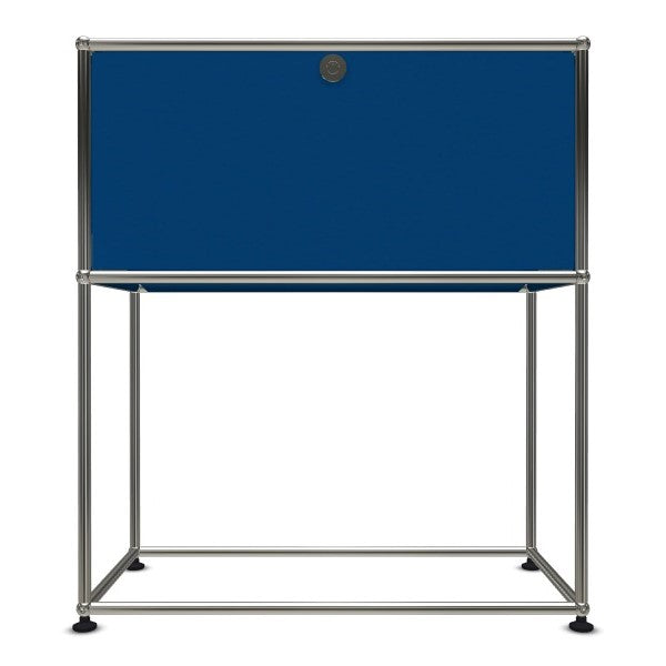 1x2 Modular Metal Sideboard with 1 top door & 0 pannel [W750XD350XH(500+350)] by Usm #Gentian Blue [RAL 5010]