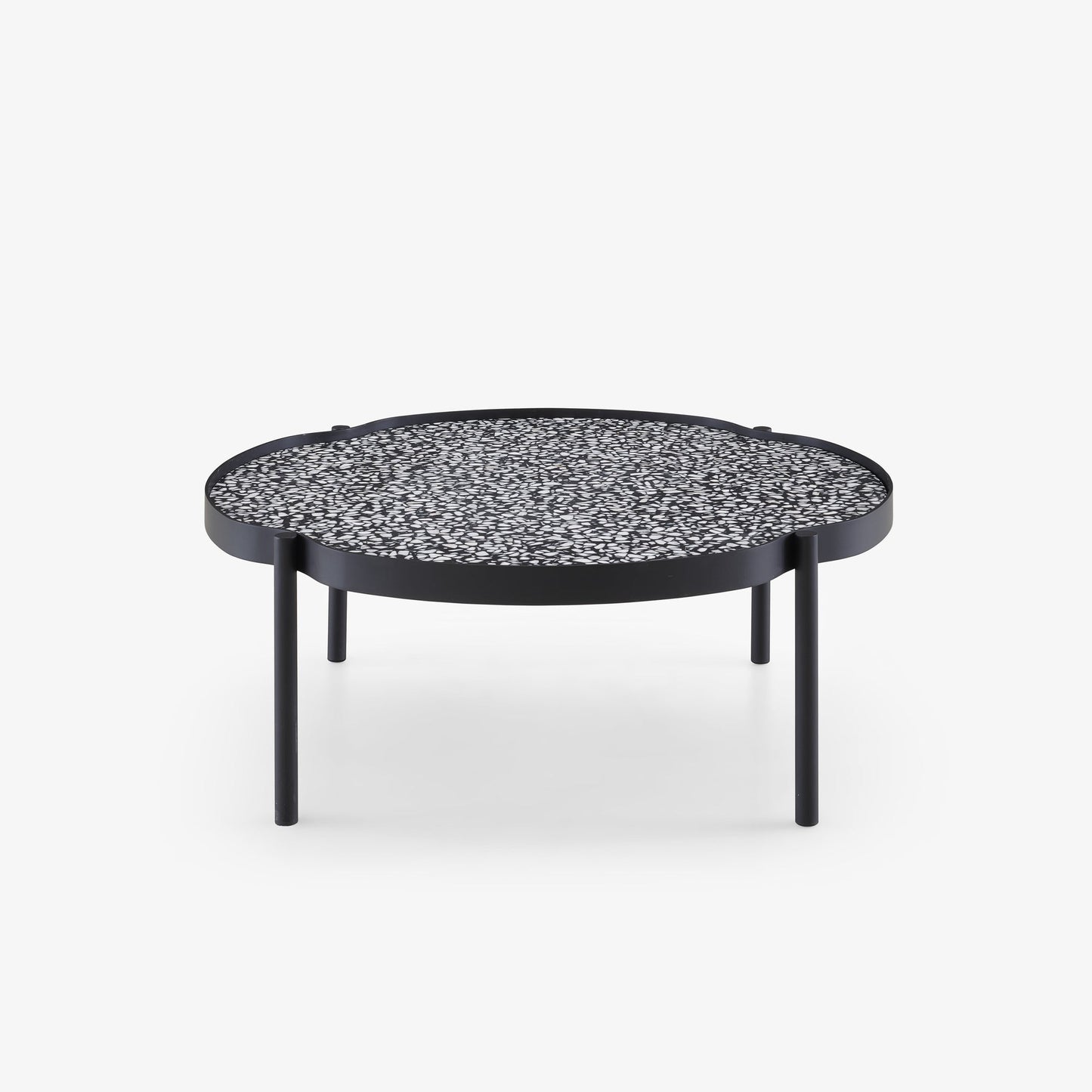 MALLEA - Round metal coffee table with granite top