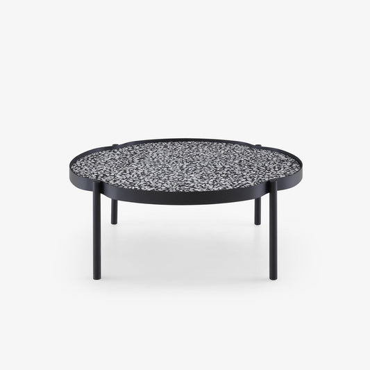 MALLEA - Round metal coffee table with granite top