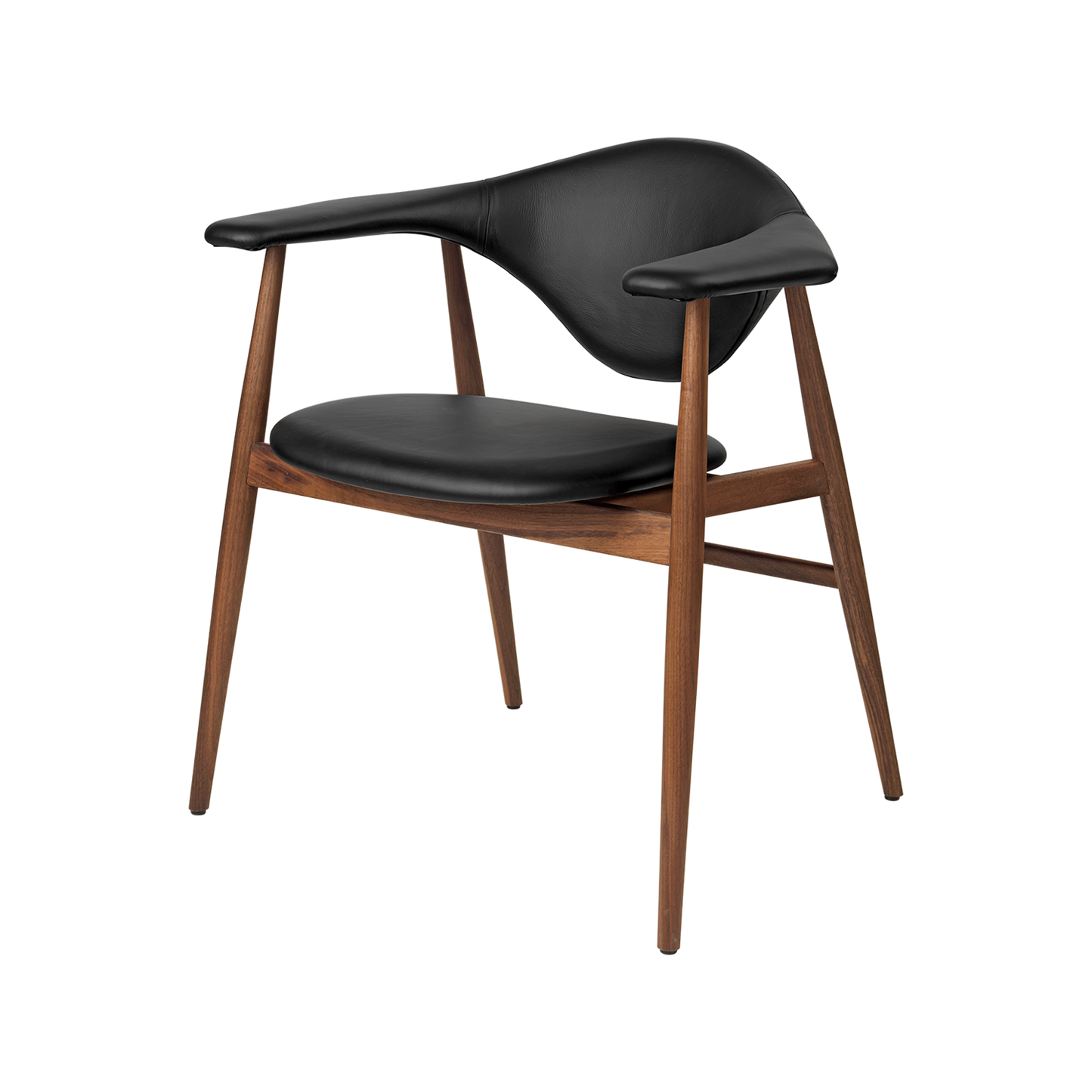Masculo Dining Chair Upholstered by GUBI #Leather with Legs in Walnut