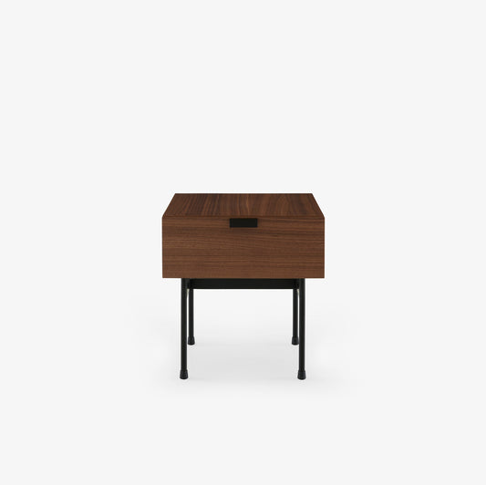 Tanis -Bedside Walnut + Black Fenix ​​Laminate Base in Circular Tubing