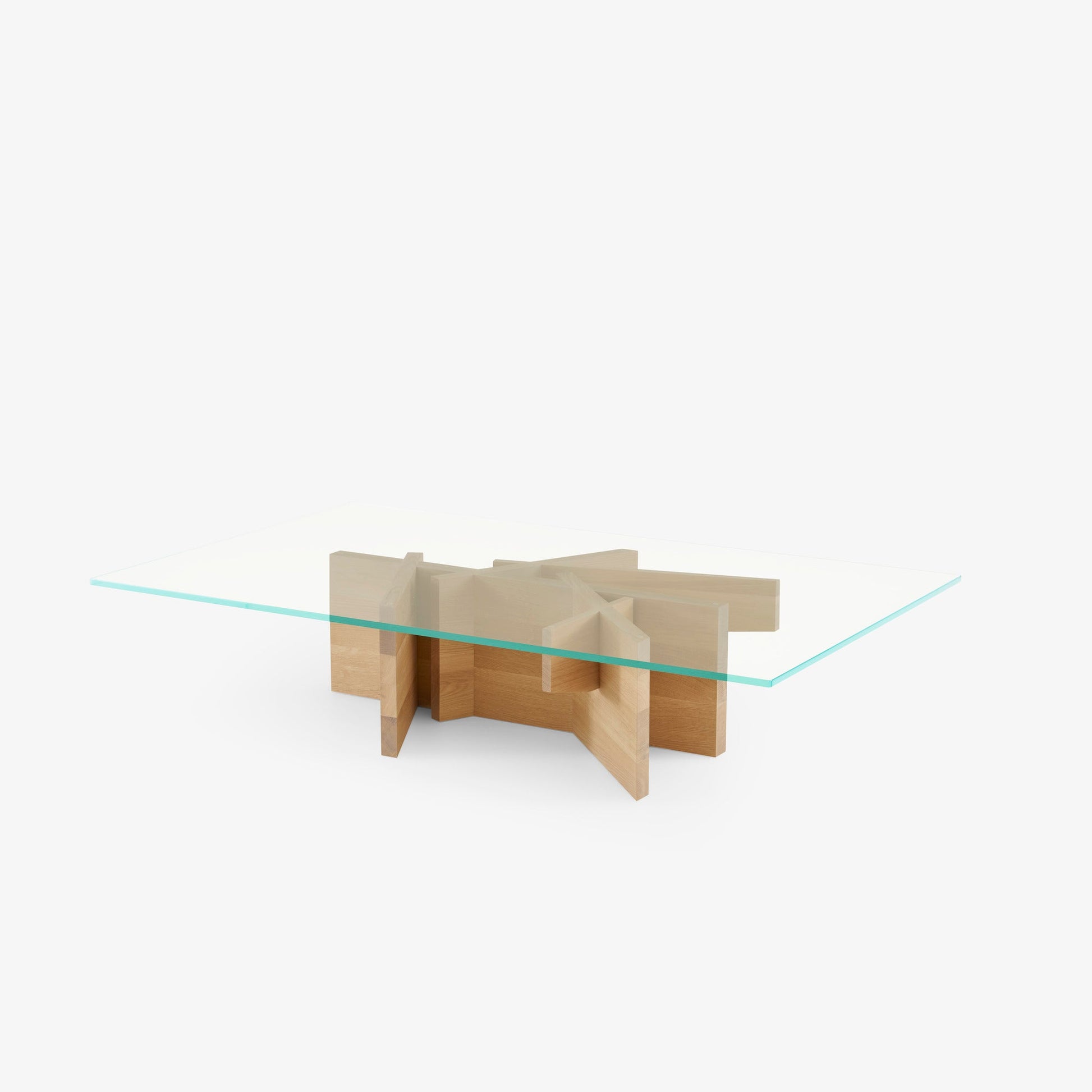 Ashera - Low Rectangular Wood And Glass Coffee Table by Ligne Roset